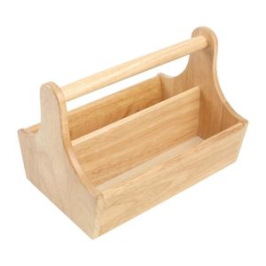 Hevea Wood Condiment Basket with Handle - DL149  - 1