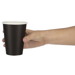 Fiesta Recyclable Coffee Cups Single Wall Black 340ml / 12oz (Pack of 50) - GF043  - 3