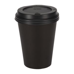 Fiesta Recyclable Coffee Cups Single Wall Black 340ml / 12oz (Pack of 50) - GF043  - 4