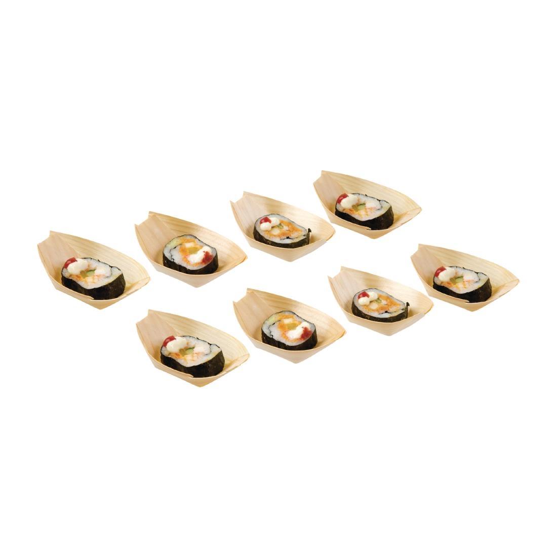 Fiesta Compostable Wooden Sushi Boats Small 80mm (Pack of 100) - DK383  - 6