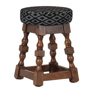 Classic Rubber Wood Low Bar Stool with Black Diamond Seat (Pack of 2) - FT405  - 1