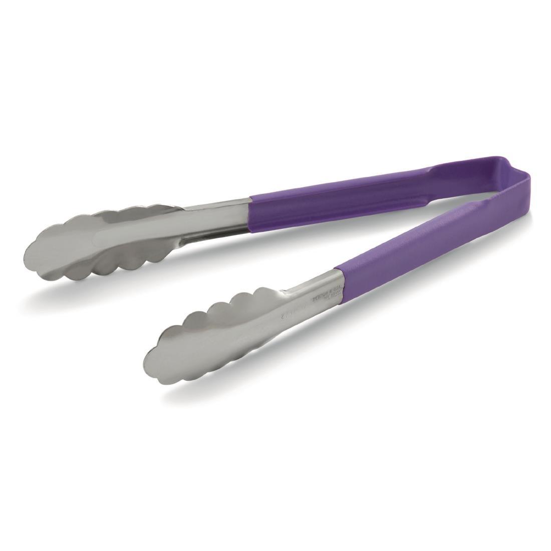 Vollrath Purple Utility Grip Kool Touch Tong 9" - DC255  - 1