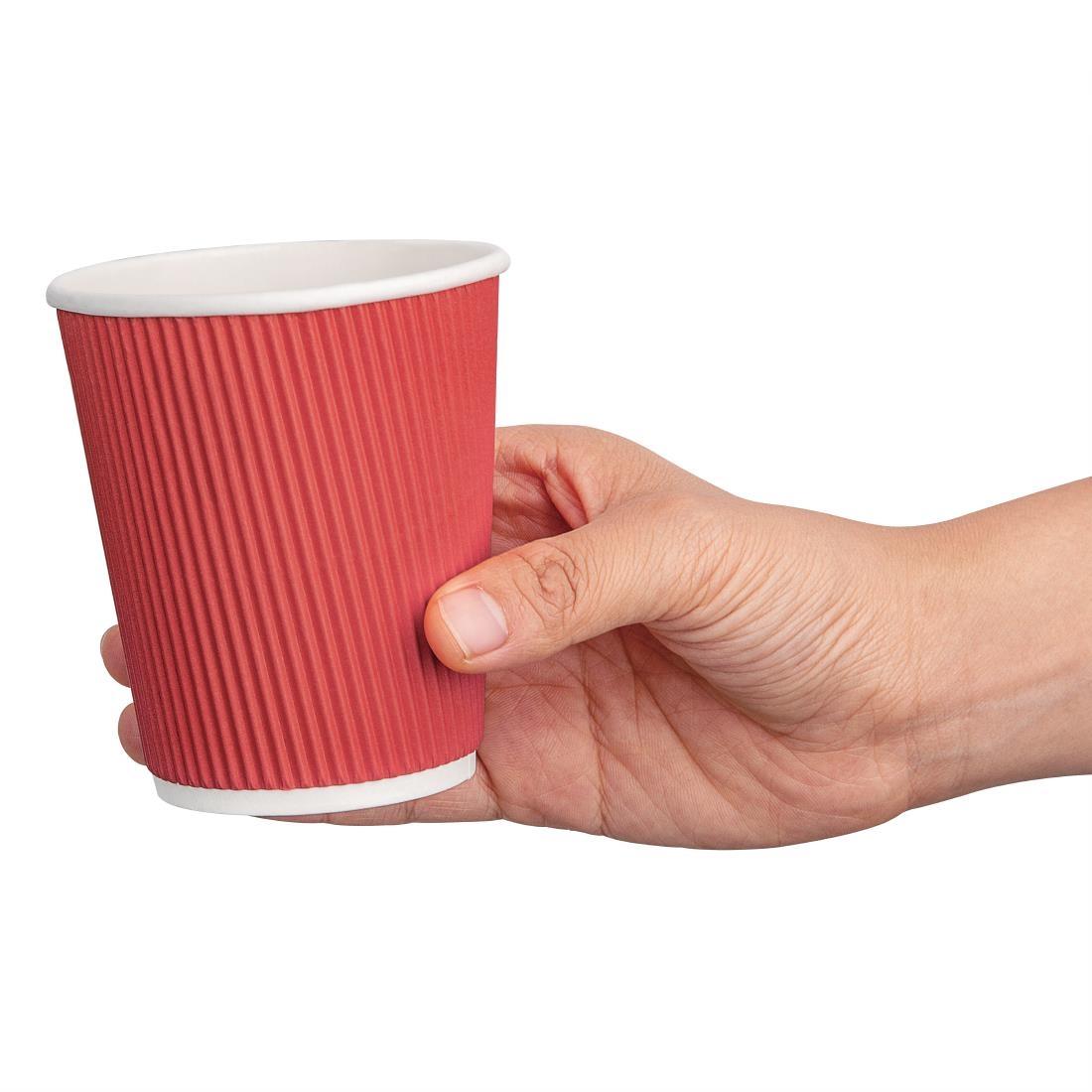Fiesta Recyclable Coffee Cups Ripple Wall Red 225ml / 8oz (Pack of 500) - GP427  - 3
