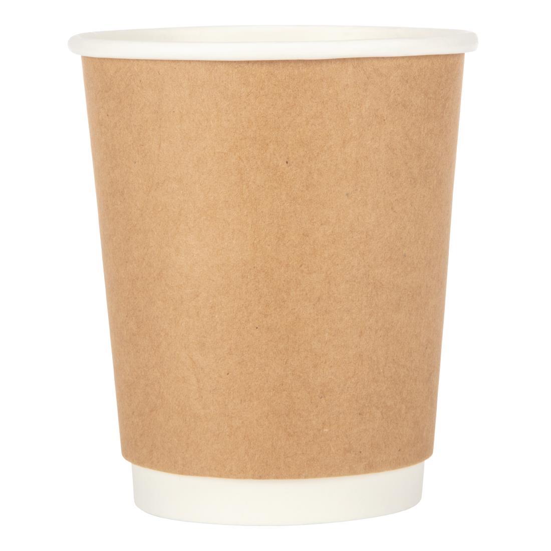 Fiesta Recyclable Coffee Cups Double Wall Kraft 225ml / 8oz (Pack of 25) - GP436  - 3