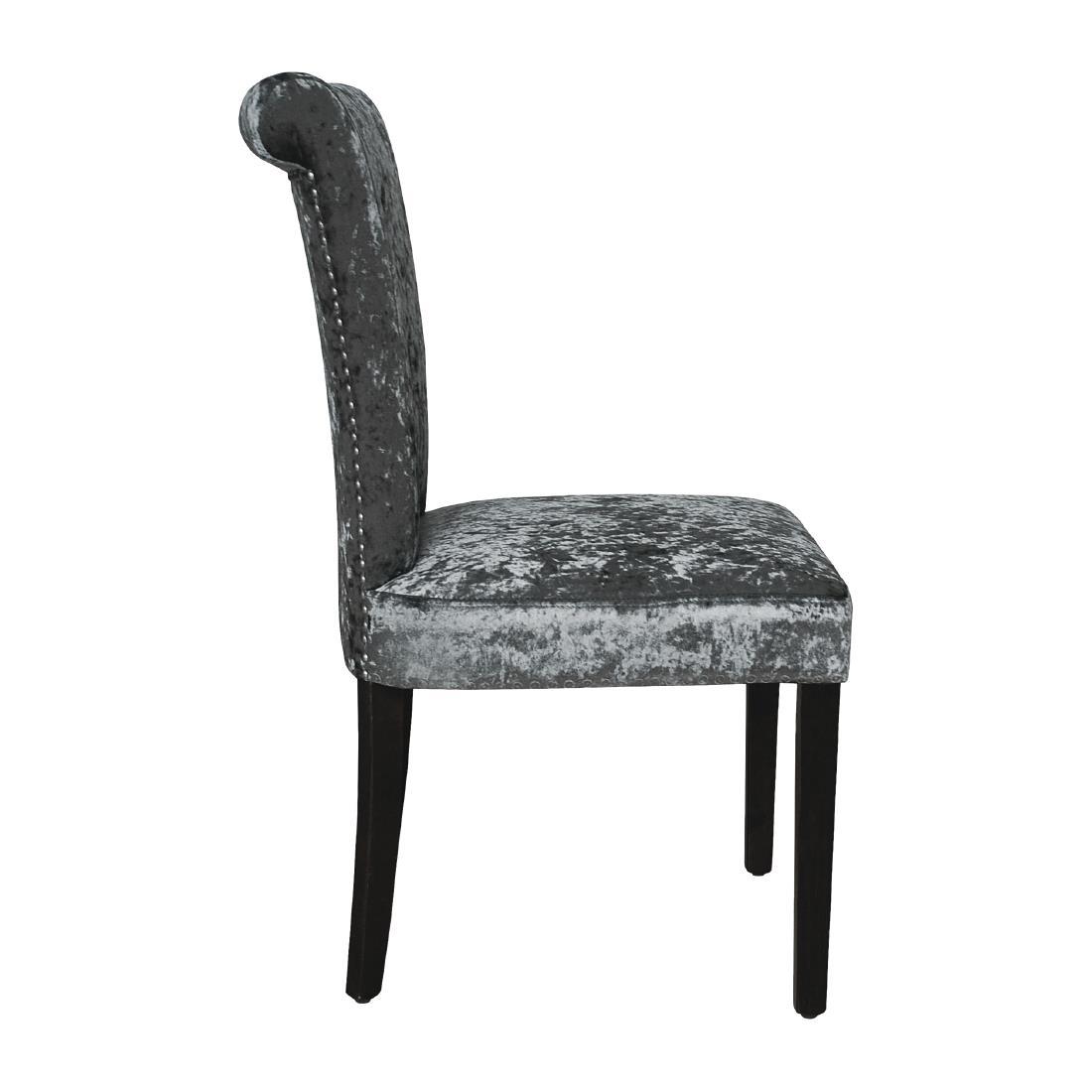 Bolero Olive Grey Crushed Velvet Dining Chair (Pack of 2) - DR308  - 4