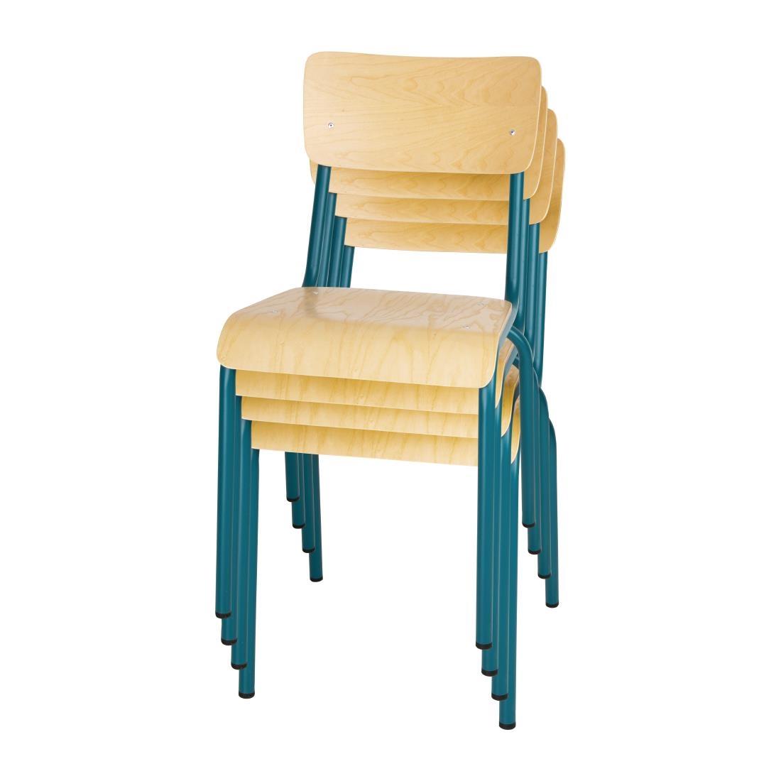 Bolero Cantina Side Chairs with Wooden Seat Pad and Backrest Teal (Pack of 4) - FB944  - 5