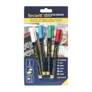 Securit 2mm Liquid Chalk Pens Assorted Colours (Pack of 4) - GJ550  - 1