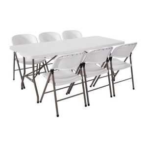 Special Offer Bolero PE Centre Folding Table 6ft with Six Folding Chairs - SA426  - 1