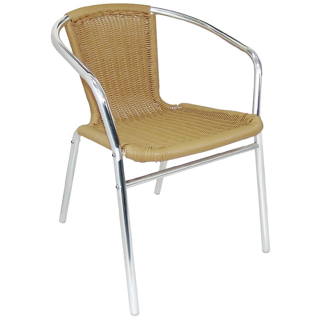 Bolero Aluminium and Natural Wicker Chair (Pack of 4) - U422  - 2