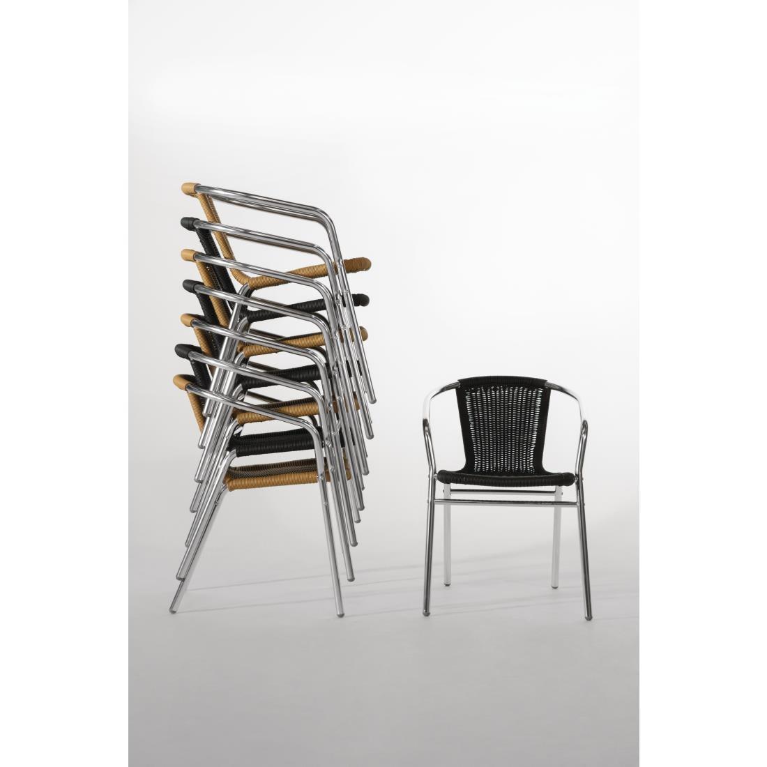 Bolero Aluminium and Natural Wicker Chair (Pack of 4) - U422  - 10