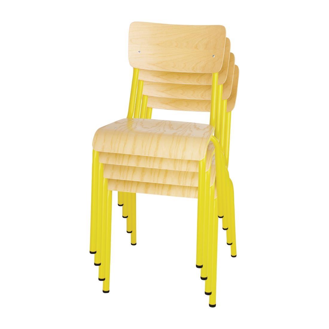 Bolero Cantina Side Chairs with Wooden Seat Pad and Backrest Yellow (Pack of 4) - FB948  - 5