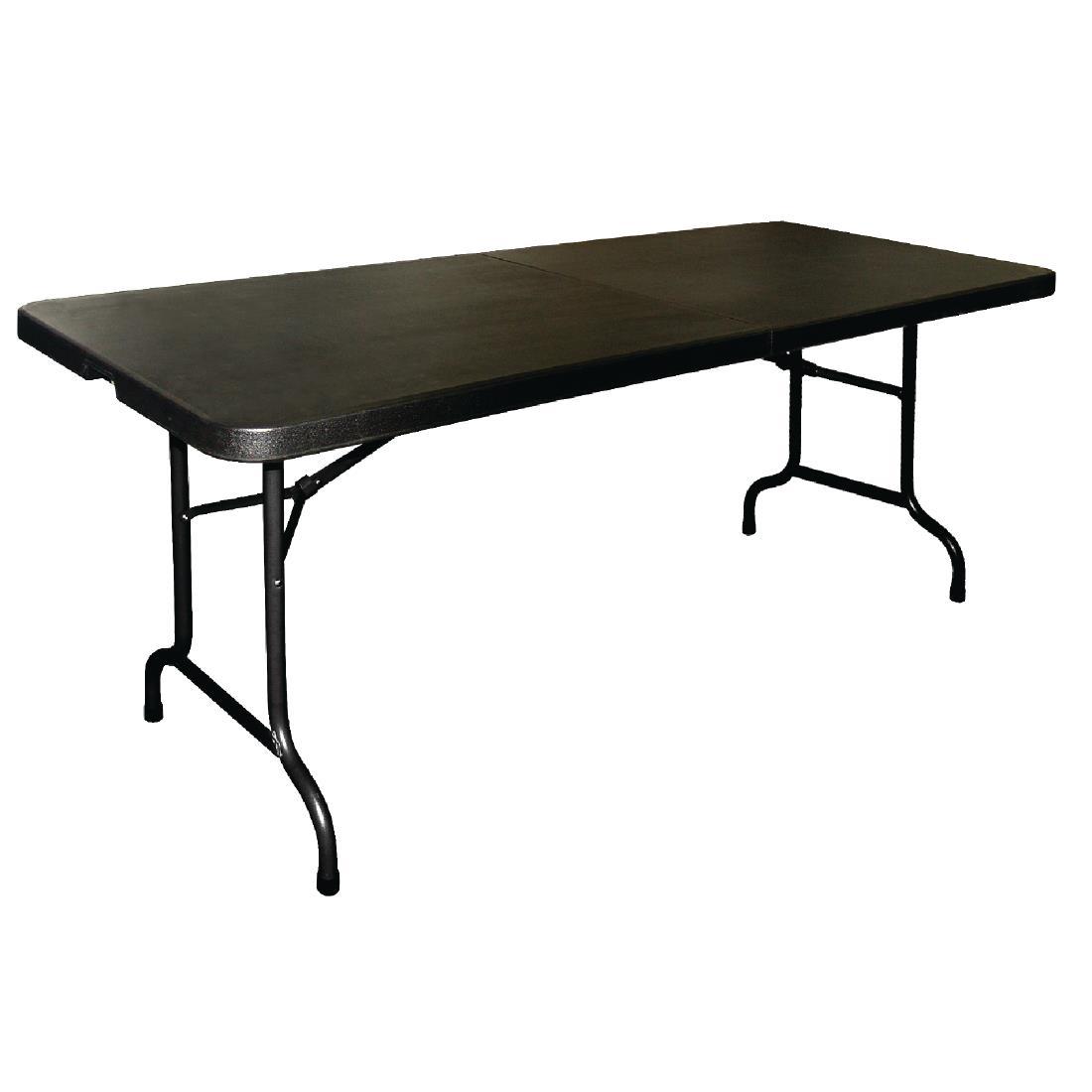 Bolero Rectangular Centre Folding Utility Table Black 6ft (Single) - CB518  - 1