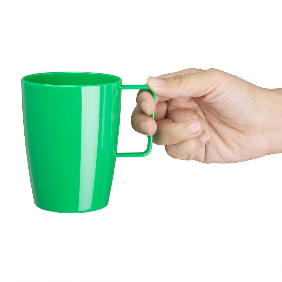 Olympia Kristallon Polycarbonate Handled Beakers Green 284ml (Pack of 12) - CE287  - 4