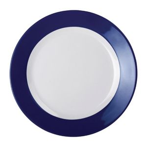 Kristallon Gala Colour Rim Melamine Plate Blue 195mm (Pack of 6) - DE605  - 1