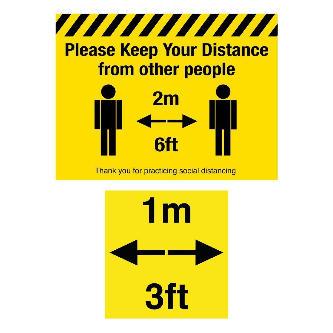 Please Keep Your Distance Social Distancing 1m and 2m Floor Graphic Bundle 400 x 300mm - SA563  - 1