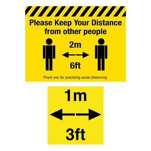 Please Keep Your Distance Social Distancing 1m and 2m Floor Graphic Bundle 400 x 300mm - SA563  - 1