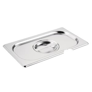 Vogue Stainless Steel 1/4 Gastronorm Notched Lid - CB174  - 1