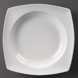 Olympia Whiteware Rounded Square Bowls Circular Well 250mm (Pack of 4) - CB691  - 1