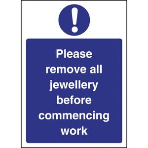 Remove Jewellery Sign - W189  - 1