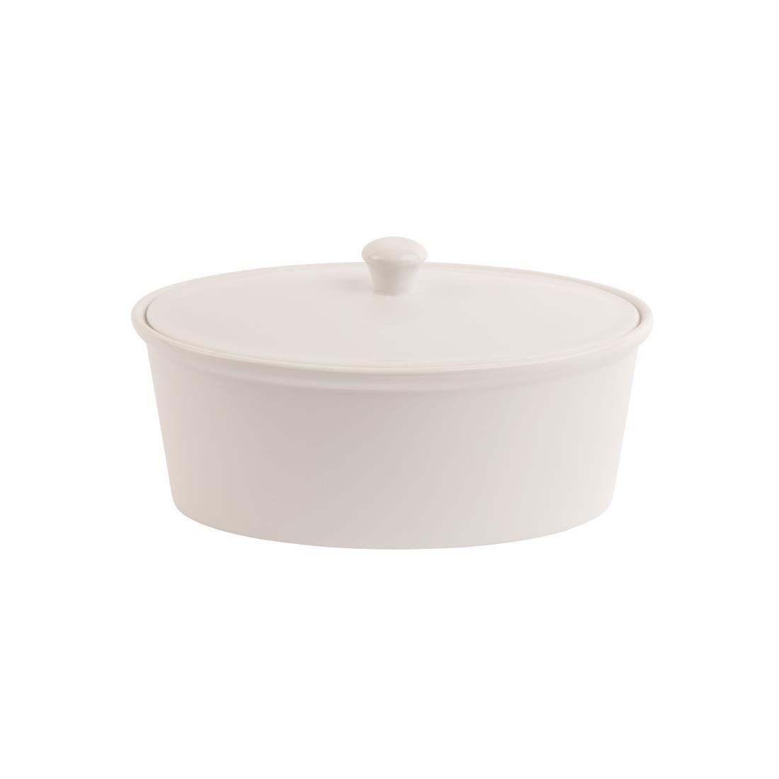 Olympia Whiteware Oval Casserole Dish with Lid 2.2Ltr - CB712  - 4
