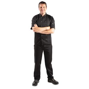Whites Vegas Unisex Chefs Jacket Short Sleeve Black XL - A439-XL  - 7