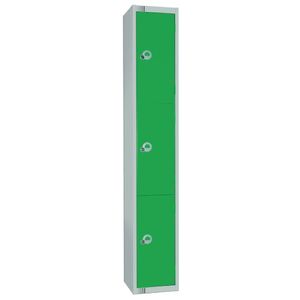 Elite Three Door Manual Combination Locker Locker Green with Sloping Top - W956-CLS  - 1