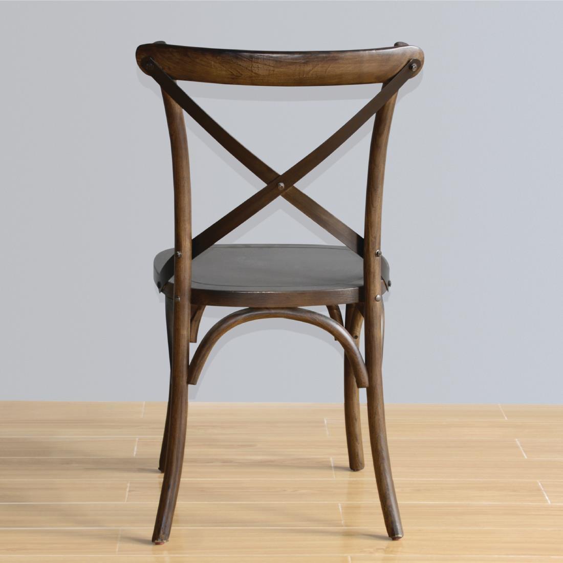 GG658 - Bolero Wooden Dining Chair with Metal Cross Backrest (Walnut Finish) (Pa - GG658  - 5