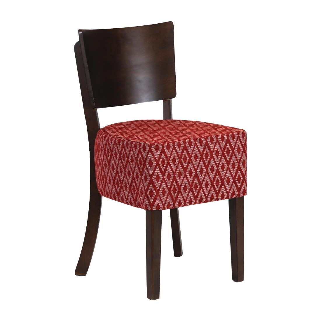 Asti Padded Dark Walnut Dining Chair with Red Diamond Deep Padded Seat and Back (Pack of 2) - FT420  - 1
