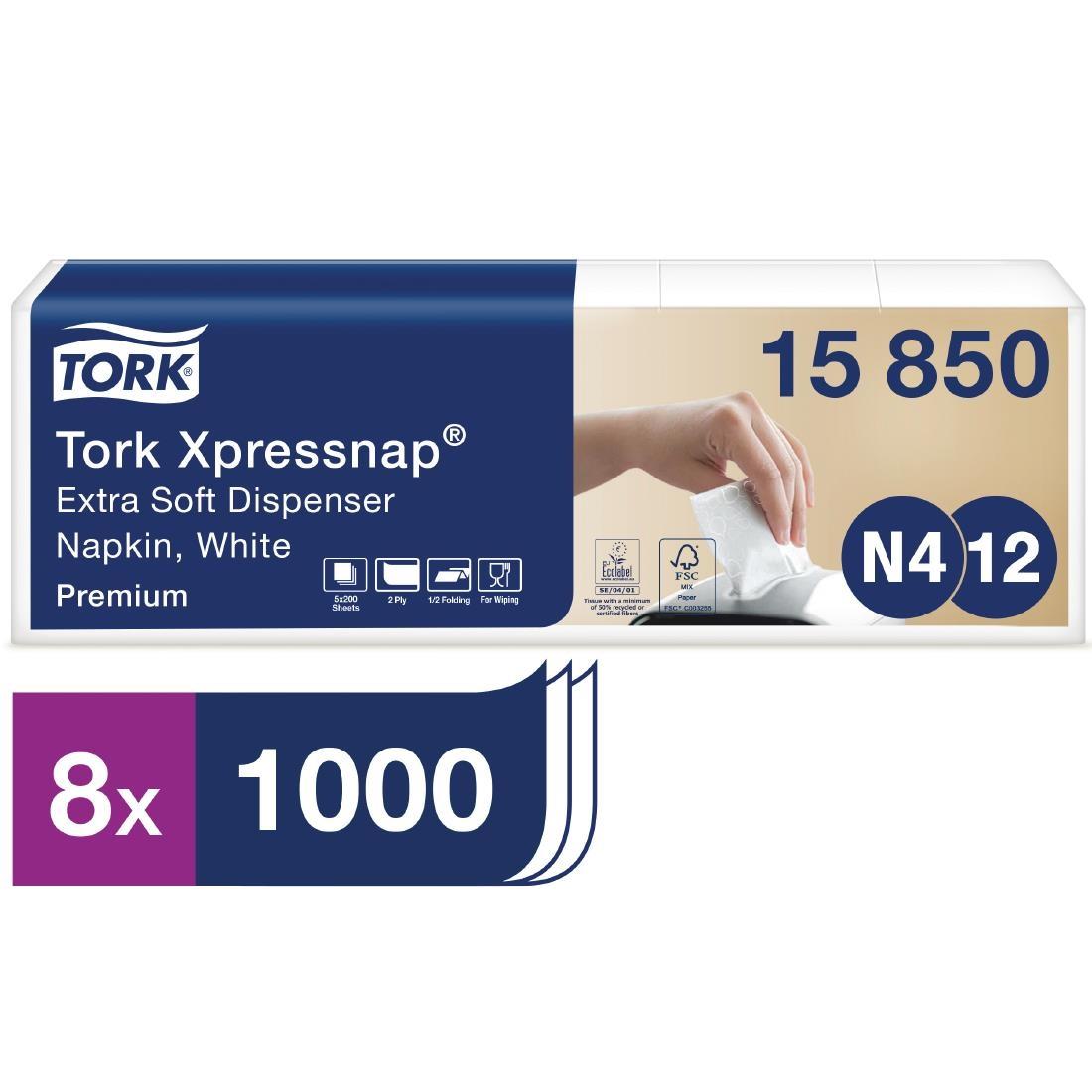Tork Xpressnap Extra Soft Dispenser Napkin White 2Ply 1/2 Fold (Pack of 8x1000) - DB466  - 2