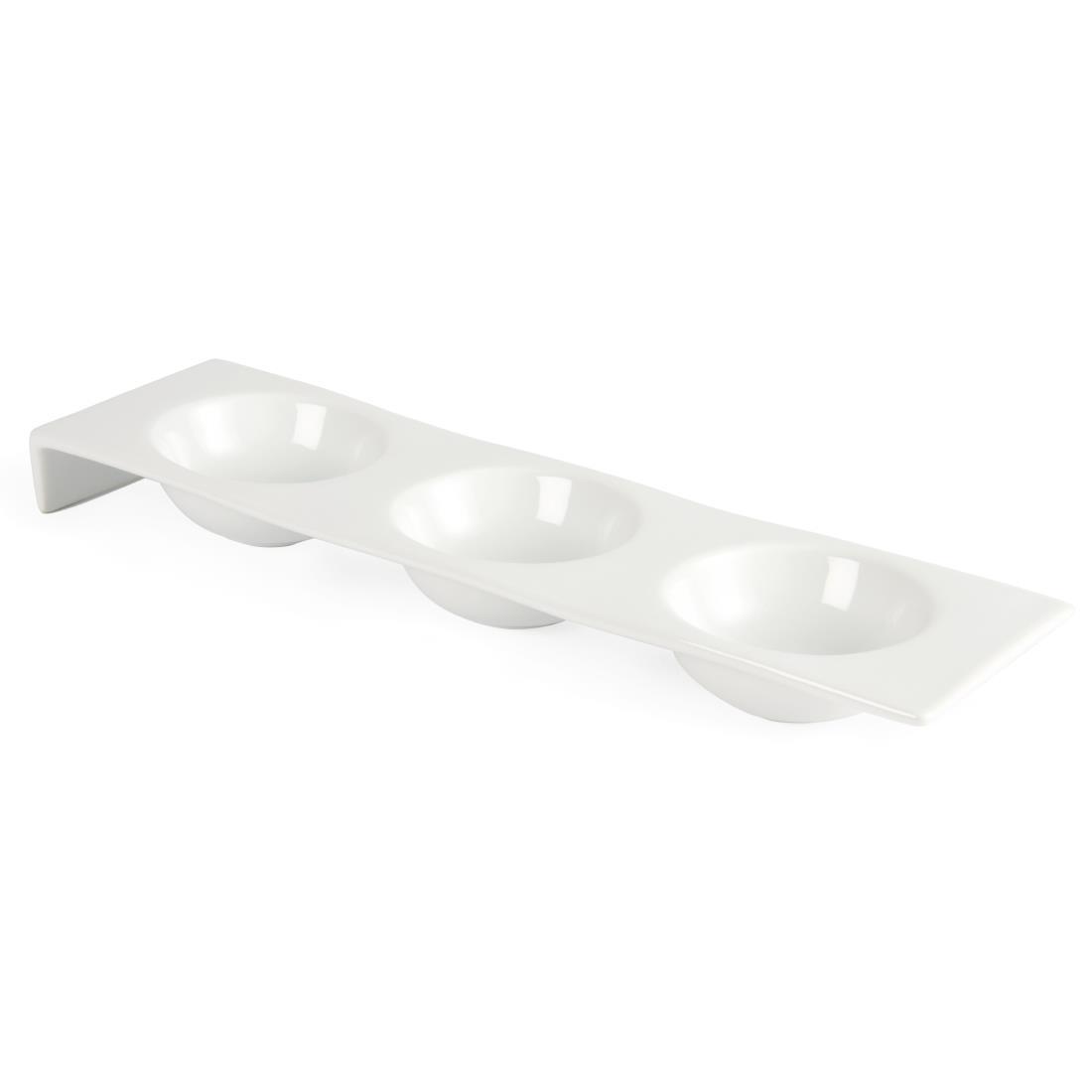 Olympia Whiteware 3 Bowl Dipping Platters 325mm (Pack of 4) - CD734  - 3