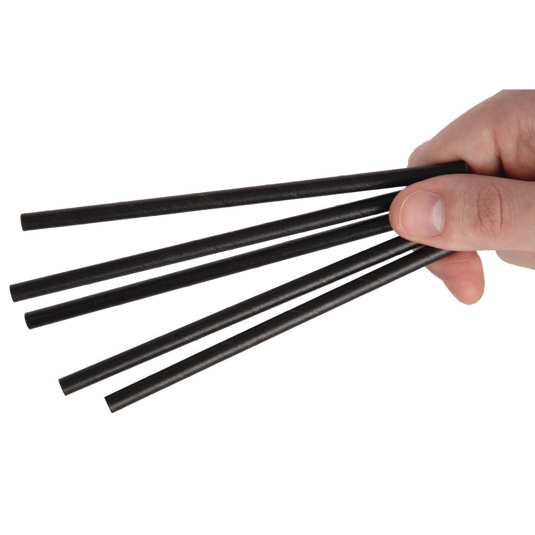 Fiesta Compostable Paper Cocktail Stirrer Straws Black (Pack of 250) - CY080  - 5