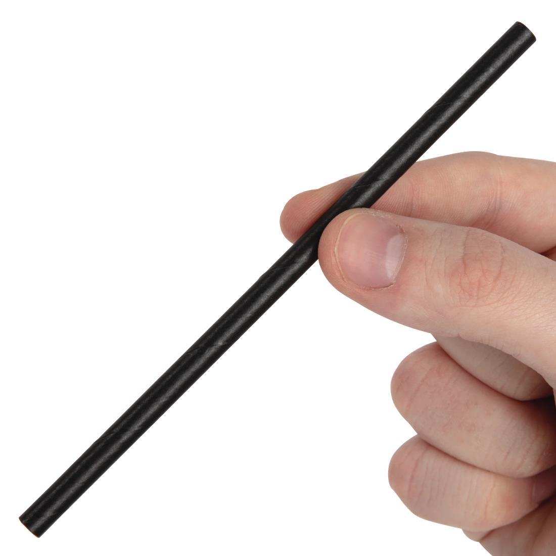 Fiesta Compostable Paper Cocktail Stirrer Straws Black (Pack of 250) - CY080  - 4
