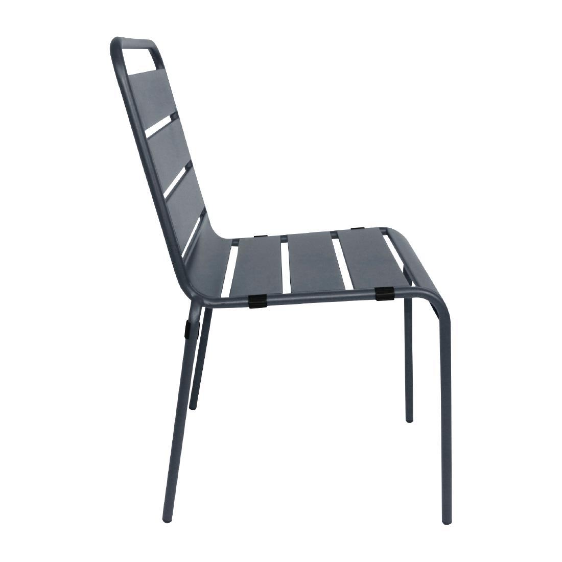 Bolero Slatted Steel Side Chairs Grey (Pack of 4) - CS727  - 3
