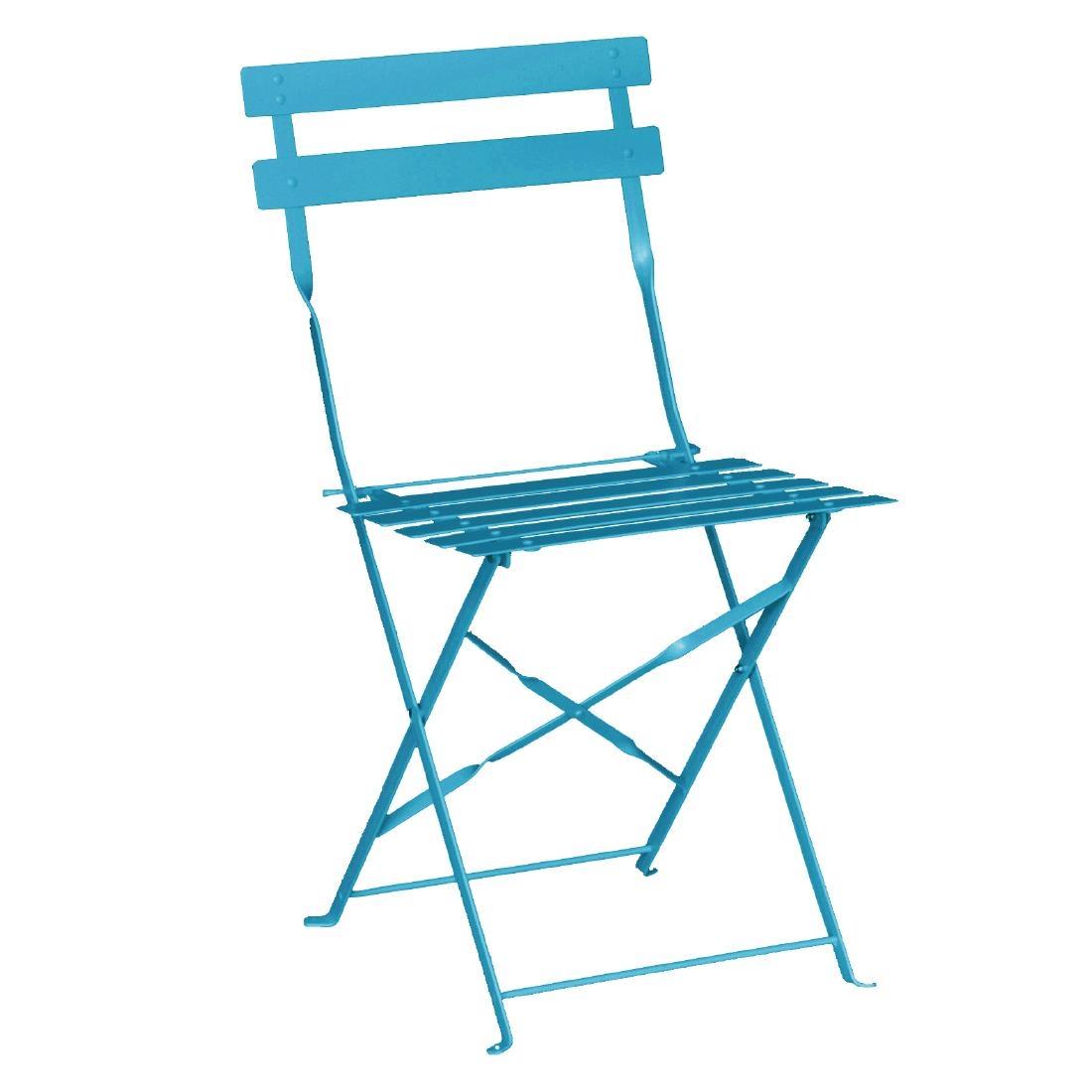 Bolero Pavement Style Steel Chairs Seaside Blue (Pack of 2) - GK982  - 2