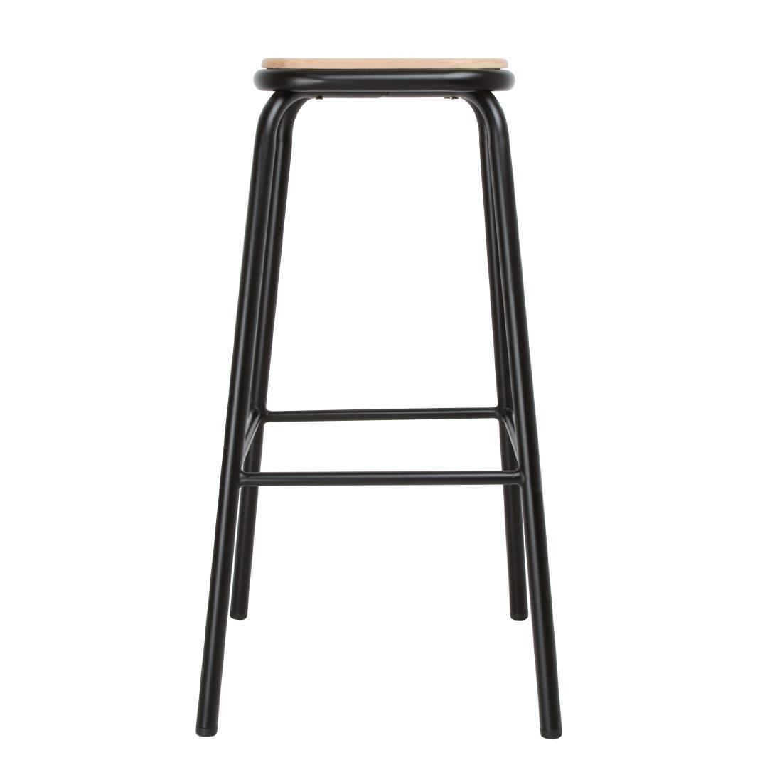 Bolero Cantina High Stools with Wooden Seat Pad Black (Pack of 4) - DE482  - 2