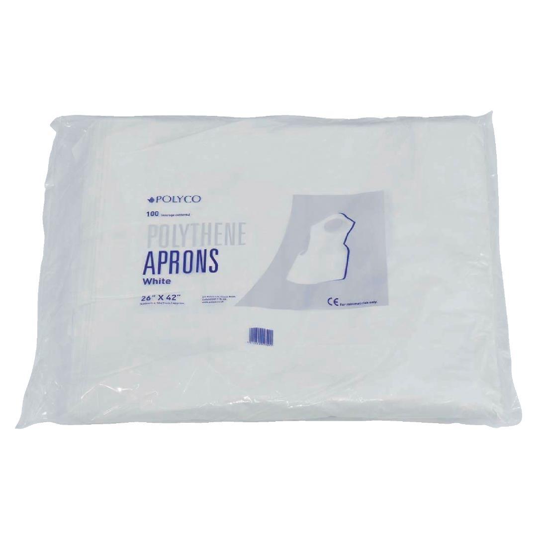 Disposable Polythene Bib Aprons 14.5 Micron White (Pack of 100) - A310  - 2