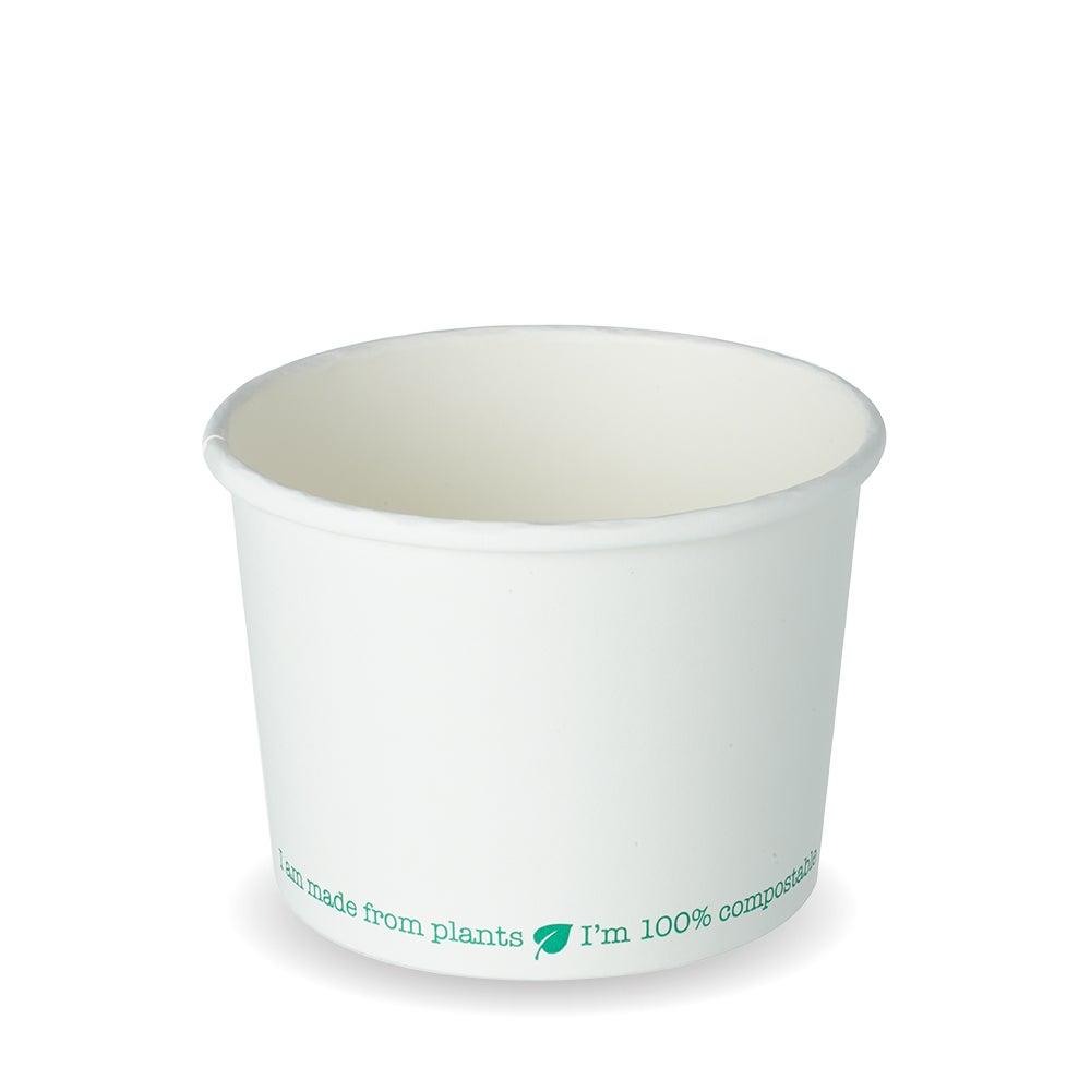 BioPak 16oz White PLA-Lined Squat Soup Containers (Case of 500) - 1534 - 1