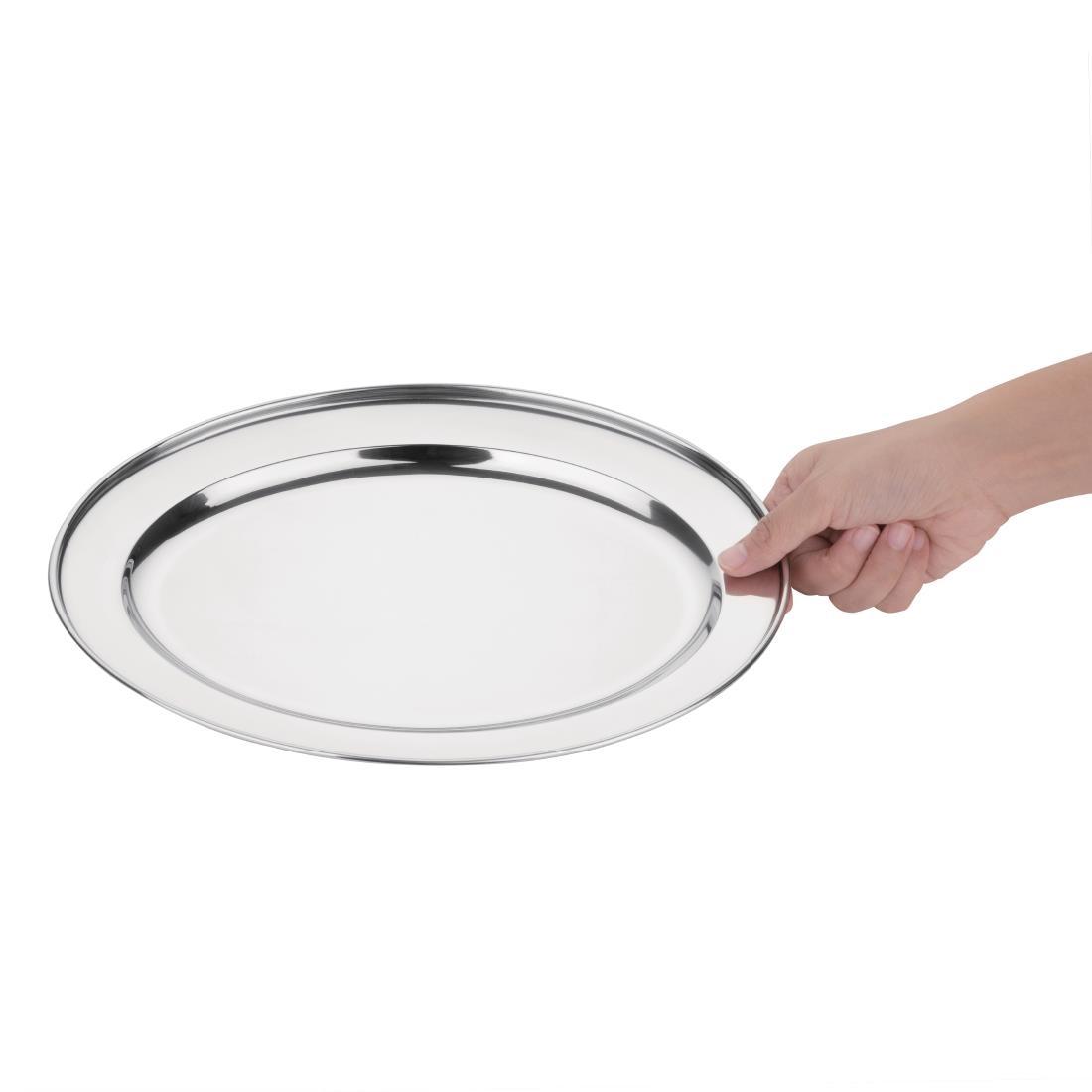 Olympia Stainless Steel Oval Serving Tray 350mm - K364  - 7