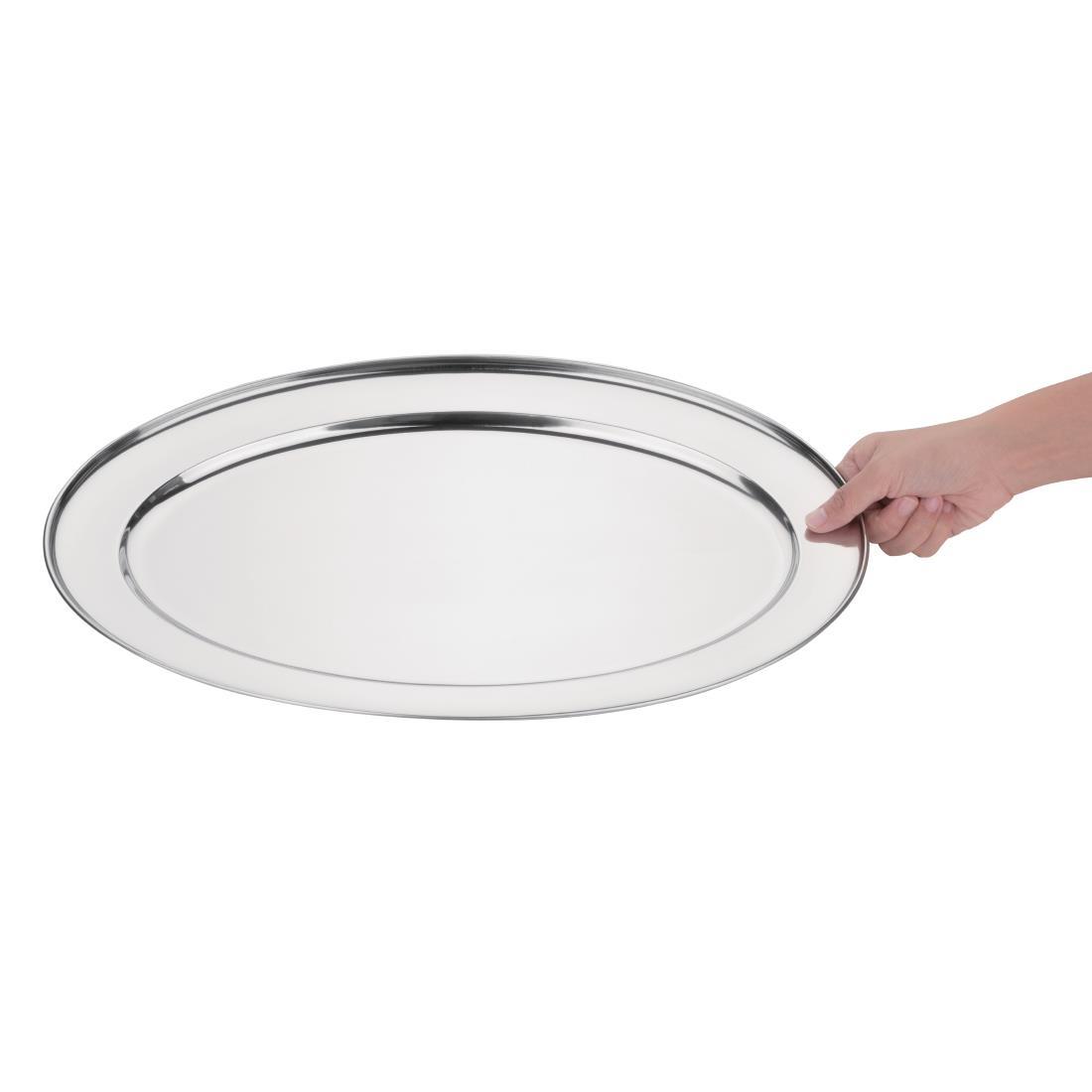 Olympia Stainless Steel Oval Serving Tray 500mm - K367  - 4