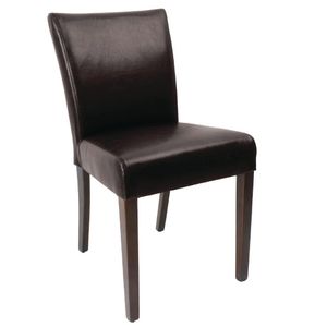 Bolero Faux Leather Contemporary Dining Chair Dark Brown (Pack of 2) - GR366  - 1