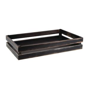 APS Superbox Wooden Buffet Crate Black Vintage 1/1 GN - FE978  - 1