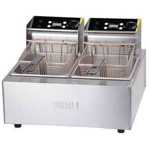 Buffalo Heavy Duty Twin Tank Twin Basket Countertop Electric Fryer 2x2.8kW - L495  - 3