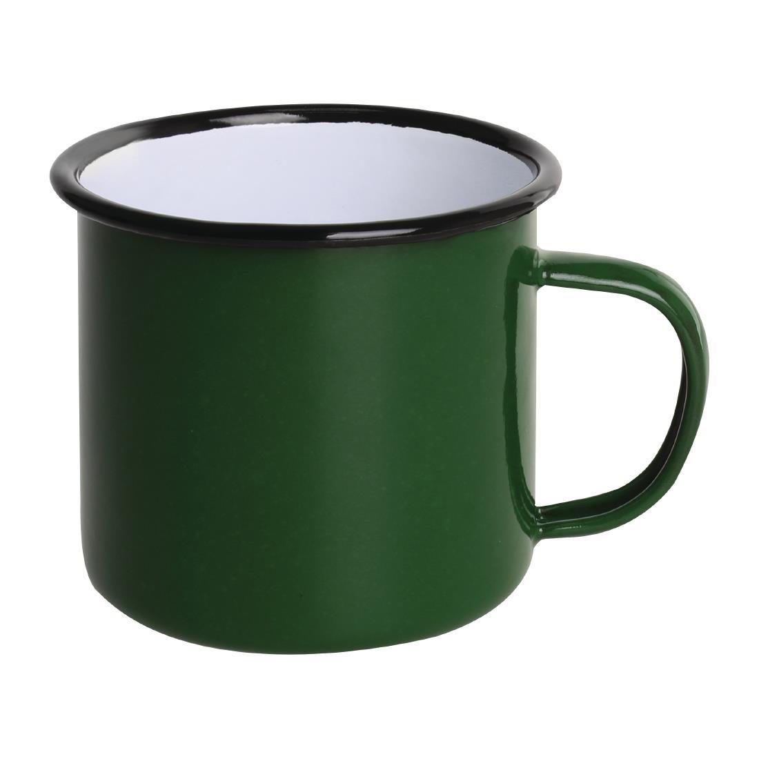 Olympia Enamel Mugs Green 350ml (Pack of 6) - DC396  - 1