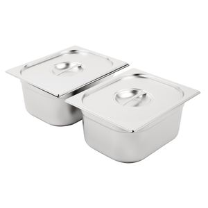 Vogue Stainless Steel Gastronorm Pan Set 2 x 1/2 with Lids - SA245  - 1