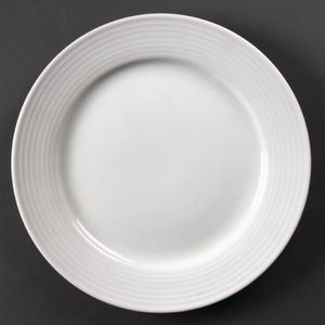 Olympia Linear Wide Rimmed Plates 250mm (Pack of 12) - U091  - 1