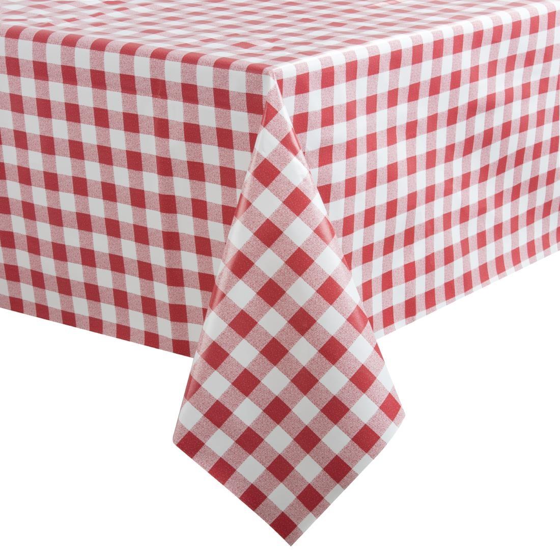 PVC Chequered Tablecloth Red 54 x90in - E795  - 1