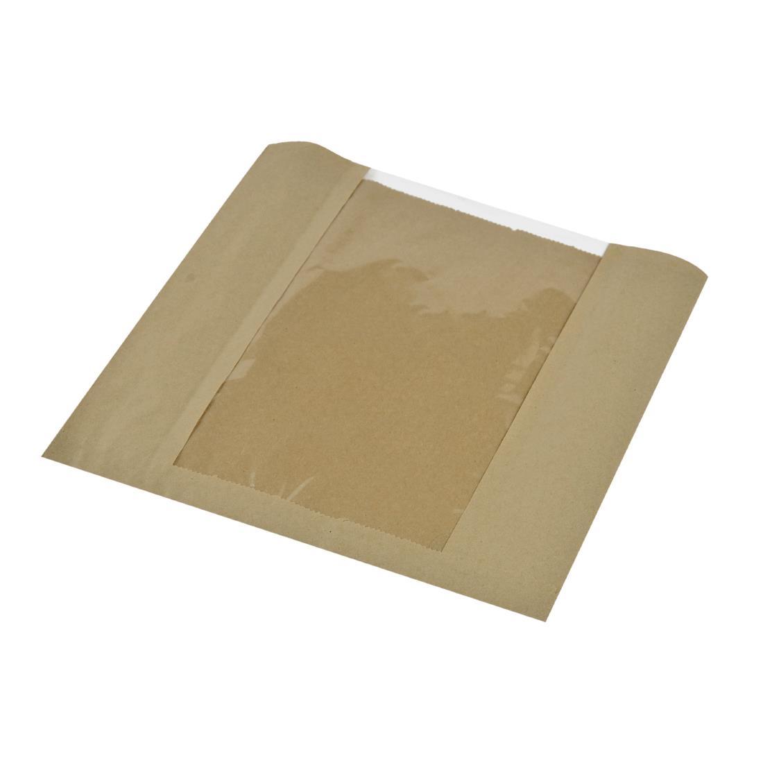 Vegware Compostable Kraft Sandwich Bags With PLA Window Large (Pack of 1000) - DW638  - 1