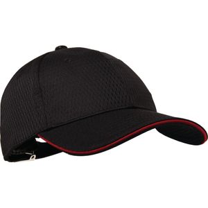 Chef Works Cool Vent Baseball Cap Black with Red - A945  - 1