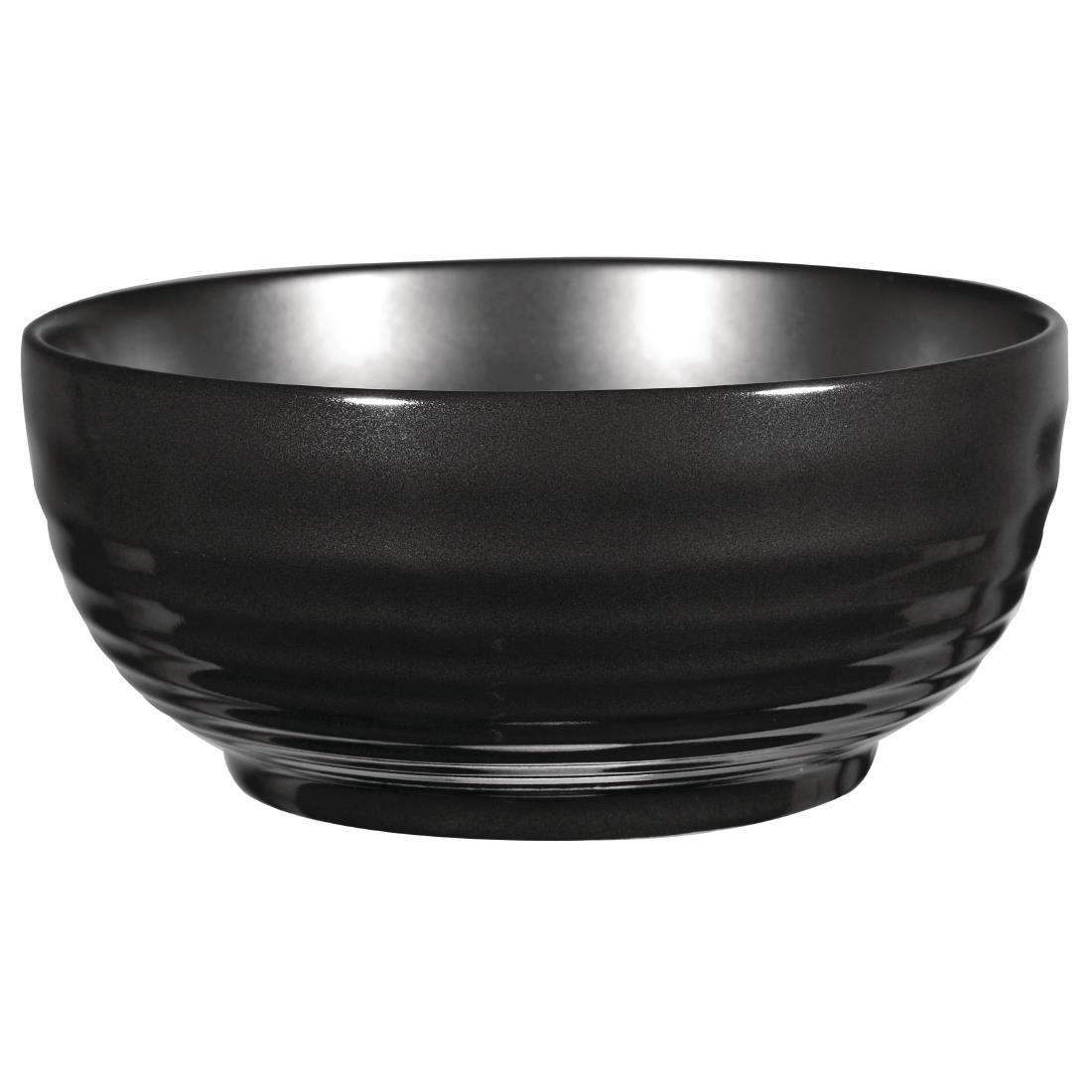 Art de Cuisine Black Glaze Ripple Bowls Large (Pack of 4) - GF708  - 1