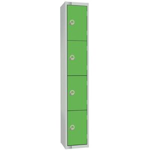 Elite Four Door Coin Return Locker with Sloping Top Green - W987-CNS  - 1
